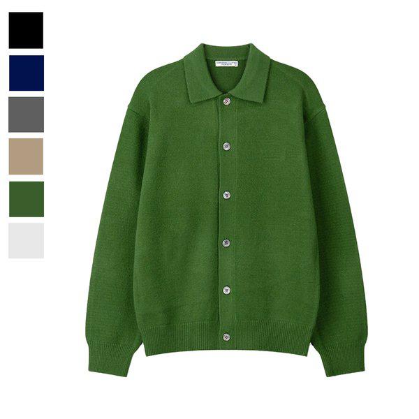 メンズ秋カイルセミクロップカラーネックニットカーディガンAS-CAA-Q027-グリーン