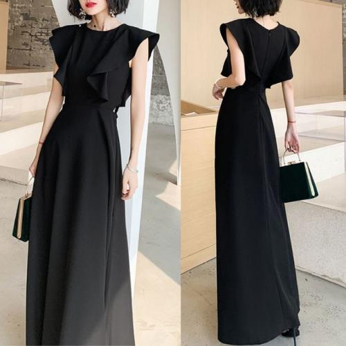 【急速出荷 2025年新作】お呼ばれドレス 結婚式 ドレス パーティードレス 韓国 黒 赤 結婚式服装 ロングドレス ブラックドレス イブニングドレス 結婚式お呼ばれドレス 成人式ドレス 20代 3