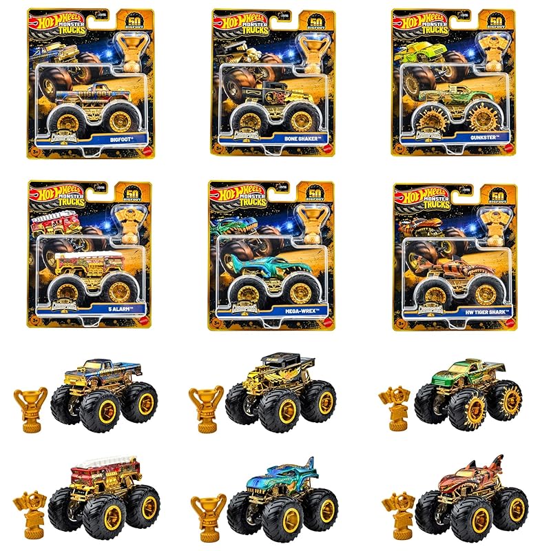 ホットウィール(Hot Wheels) モンスタートラック トロフィー チャンピオン アソート 乗り物おもちゃ ミニカー 6台入り BOX販売 3歳から マルチ 986A-JDV96