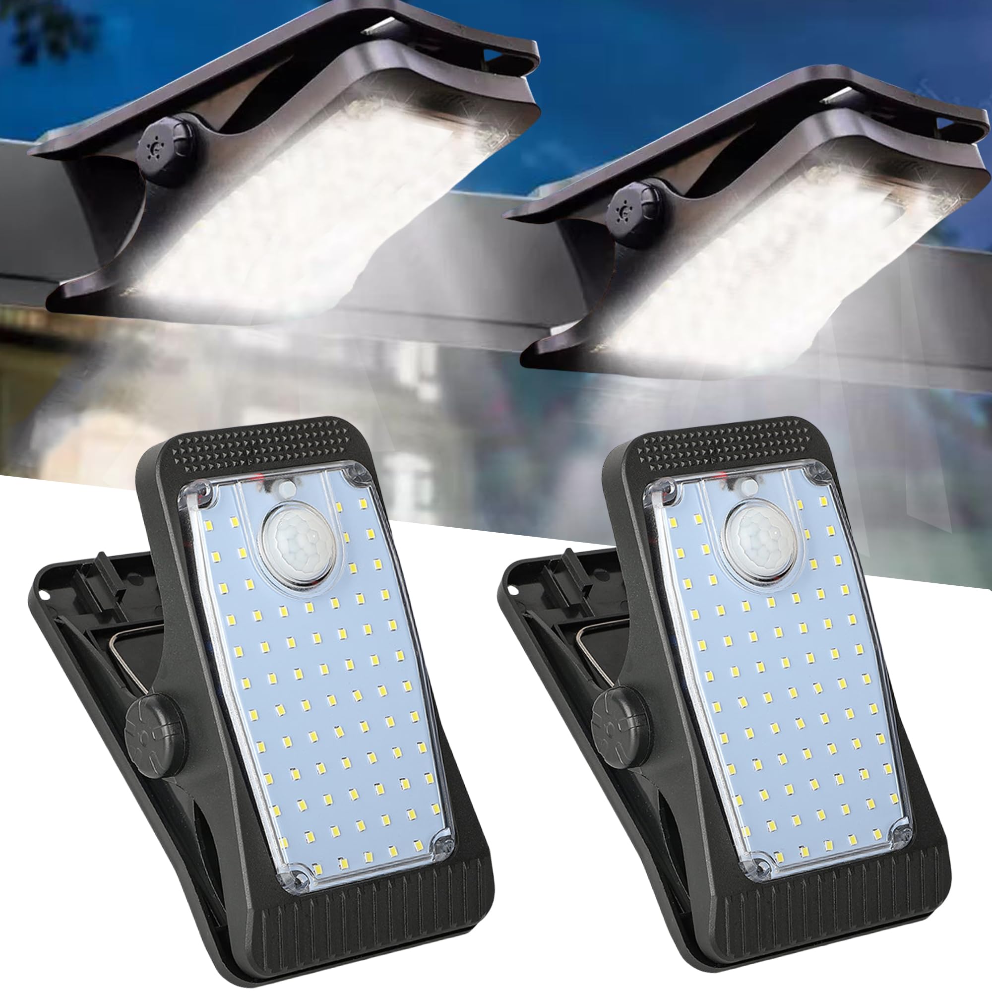 クリップライト 屋外 センサーラ 白色光 YANHAO センサーライト 屋外 ソーラー 人感 2パック 3モード防水 超高輝度 防災 地震 台風対応 庭 ベランダ 駐車場に最適 防 46233