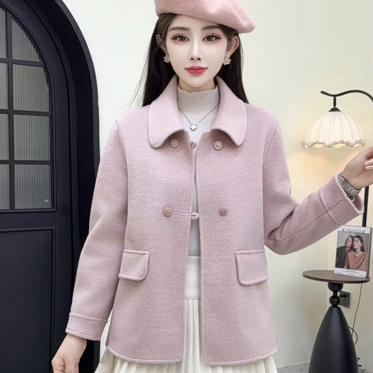 2026年新作 ショートコート 低身長対策 ダブルフェイスカシミヤ シック デイリー