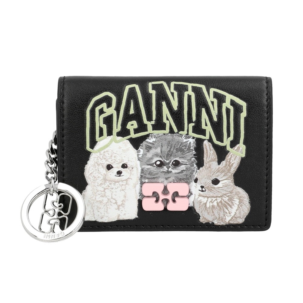 GANNI アニマル グラフィック バタフライ ロゴ フラップ カード財布 A6776 099