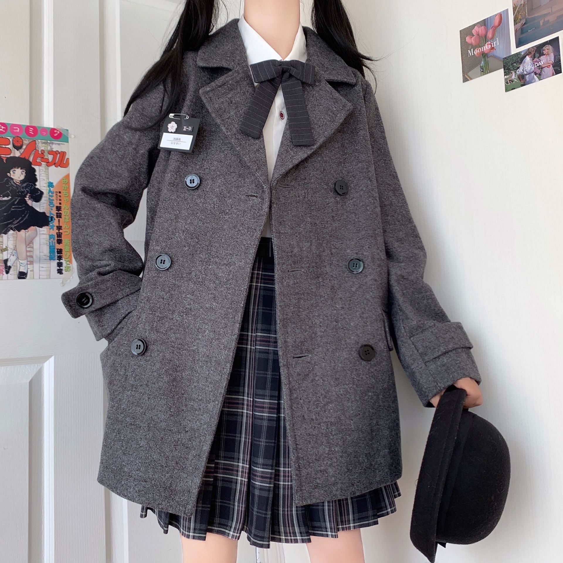 2色学院風上着甘いロリータウー今週の割引は 25% オフですル中綿厚手春秋トレンチコート ジャケット JK女の子アウターコート高校生中学生制服 卒業式入学式
