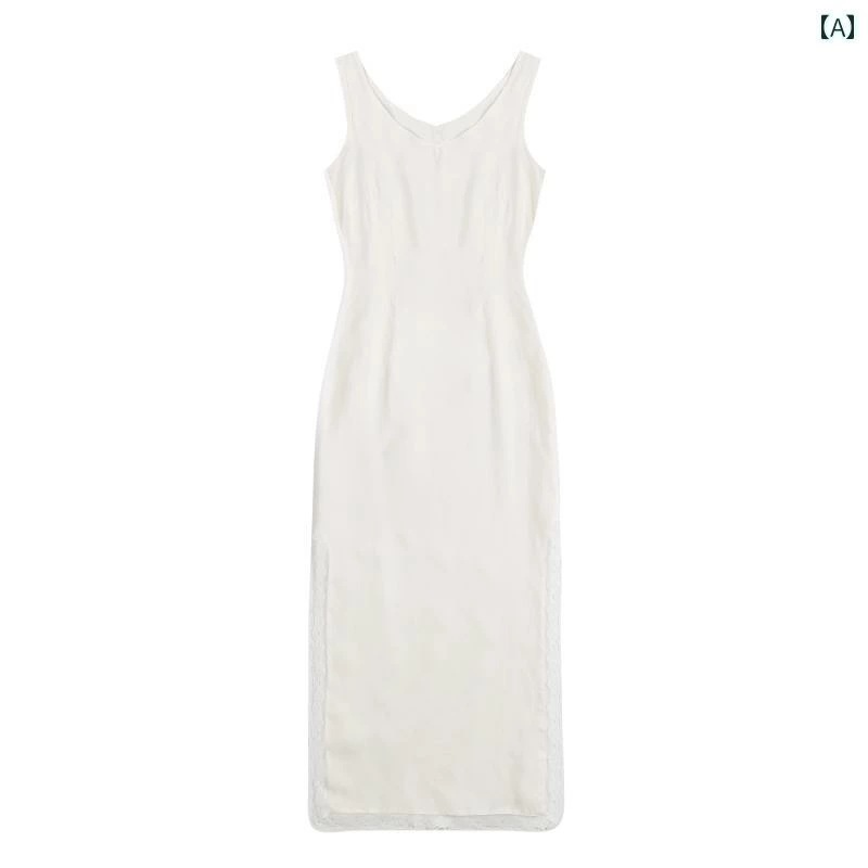 キャミソール　トップス　レディース マルチ カラー 期間 感謝 チャイナ ドレス ペチコート コットンシルク レース キャミソール ロング スリム ミドル丈