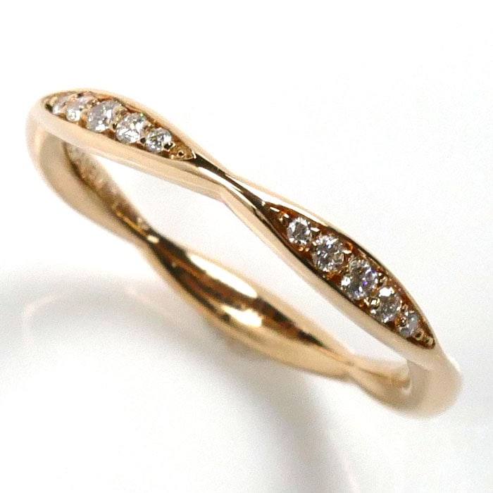 CHANEL シャネル K18PG ピンクゴールド カメリア ハーフエタニティ ダイヤ リング・指輪 J10836 ダイヤモンド 7.5号 48 2.3g レディース 中古 美品