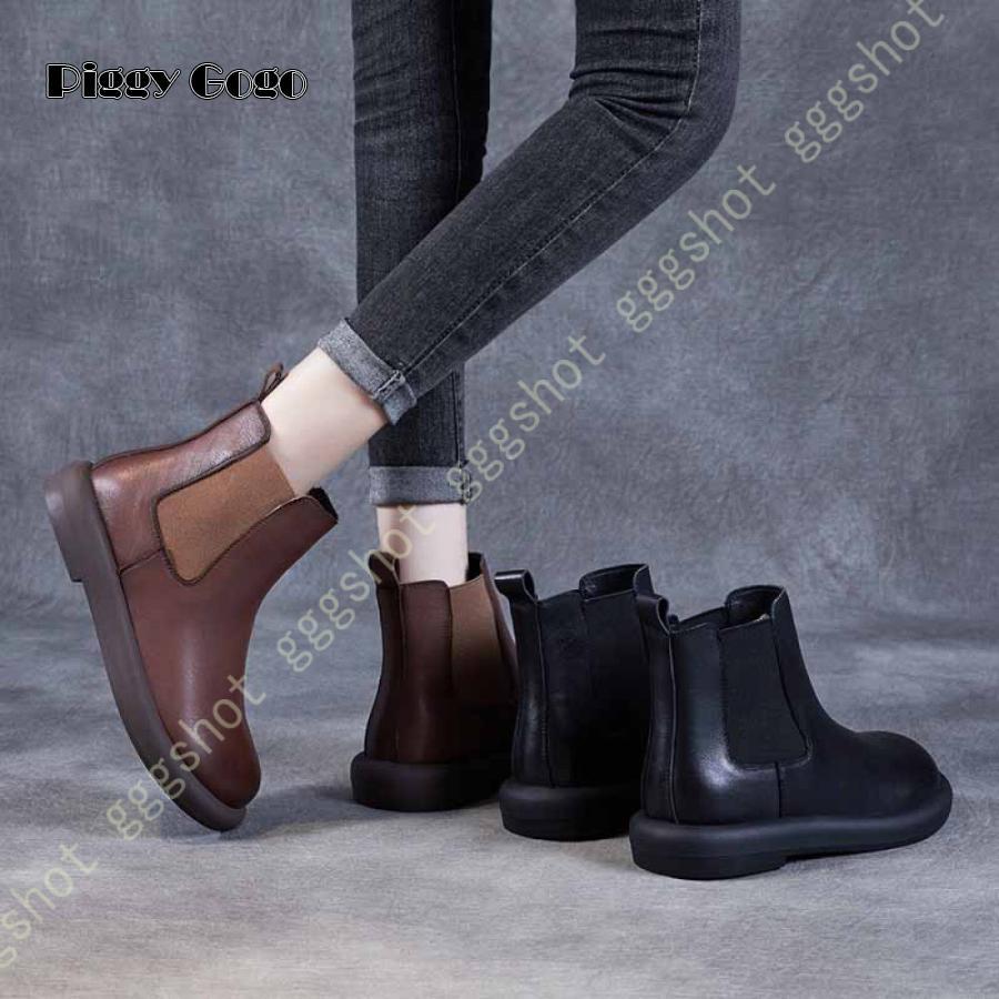 冬の新作ショートブーツ レディース 革 黒 ブラウン ショート サイドゴア ローヒール 美脚 春と秋 オシャレ レディースショートブーツ おしゃれ 本革 革靴