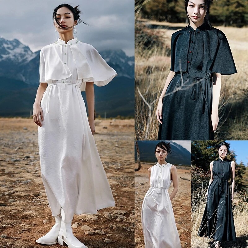 2wayワンピース 春 ロングワンピース マントスリーブ 結婚式ワンピース 袖なし 気質アップ 10,030円