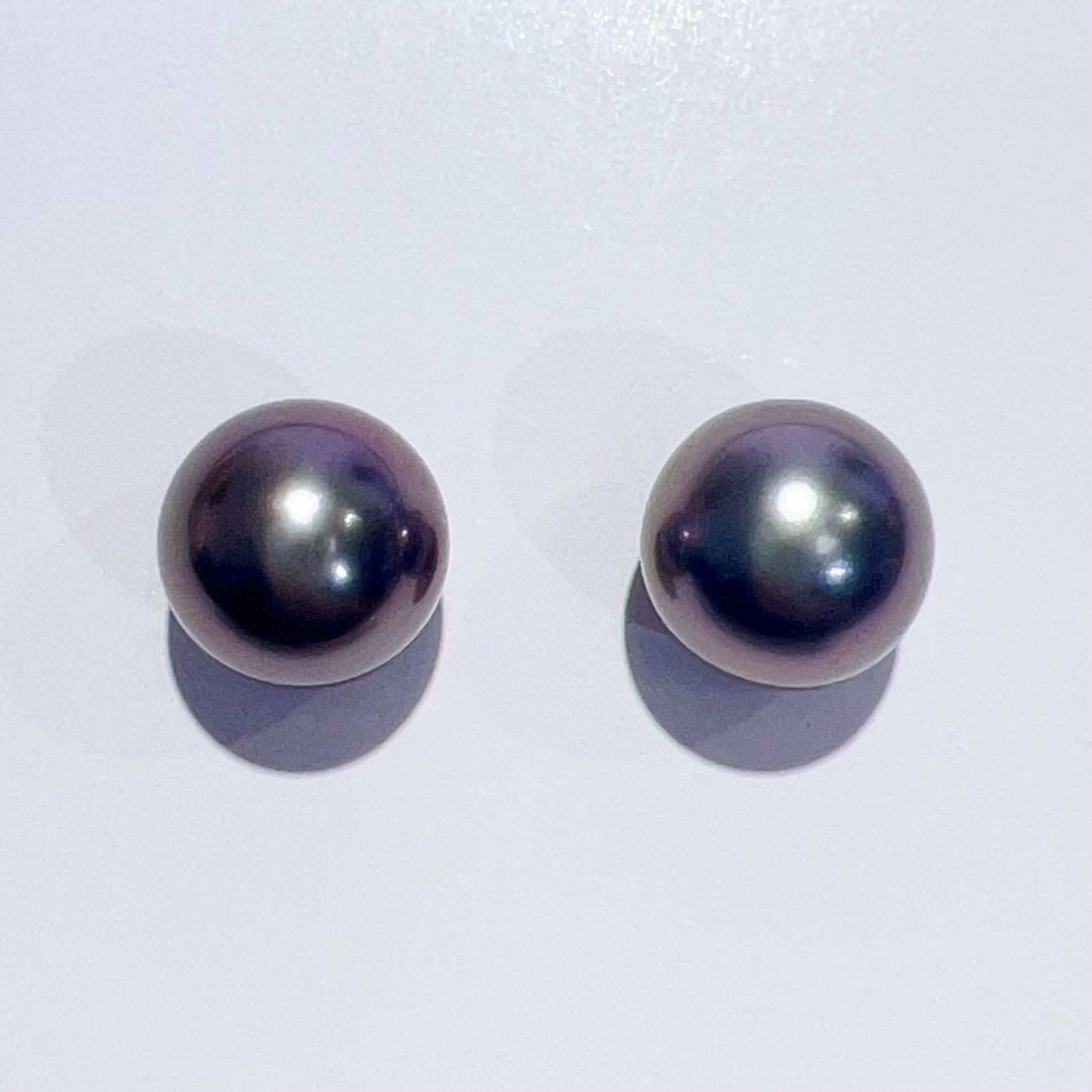 K18YG 天然 黒蝶 タヒチ ブラックパール ピアス BP10mm 3.5g 本真珠 レディース アクセサリー キャッチ・スタッドピアス 極美品 未使用品 aua28693071111