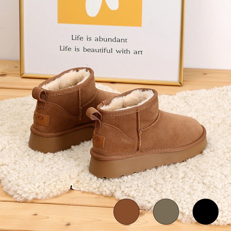 VMT47 韓国 ブーツ 牛革+ウール スノーブーツ ショートブーツ 長靴 ムートンブーツ 厚くて暖かい 本革 裏起毛 ブーツ レディース 冬のブーツ 靴 厚底ブーツ 冬 韓国ファッション シューズ