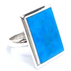 プレート シルバーリング（ターコイズ）指輪 20号 23号 25号 天然石 四角形 インレイ 青色 シルバー925 刻印あり 男性 女性 プレゼント 人差し指 中指 薬指 sr00000470-xx