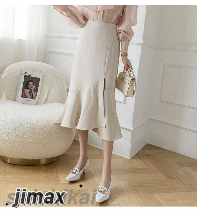 スカート ロング丈 春夏 マーメイドスカート 無地 スリット レディース マキシ丈スカート フレア ハイウエスト ボトムス 美脚 通勤 オシャレ大人可愛い