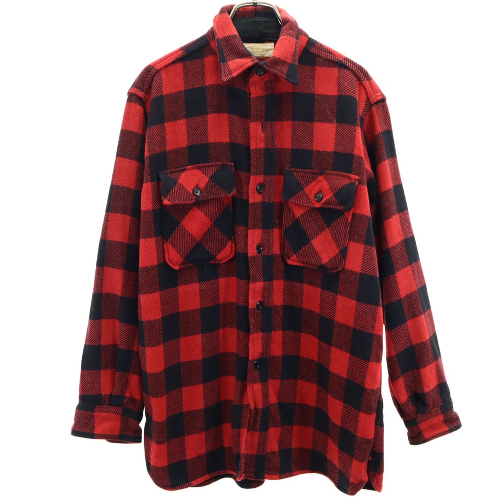 パワーハウス 60s 70s バッファローチェック 長袖 ヘビーネル シャツ レッド Powr House オールド ヴィンテージ マチ付き メンズ