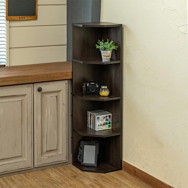 コーナーラック 4段 オープンラック 収納 棚 部屋の角 隅 端っこ 壁寄せ デッドスペース 有効活用 トイレ 玄関 寝室 リビング おしゃれ 北欧 木目柄 ホワイト 白