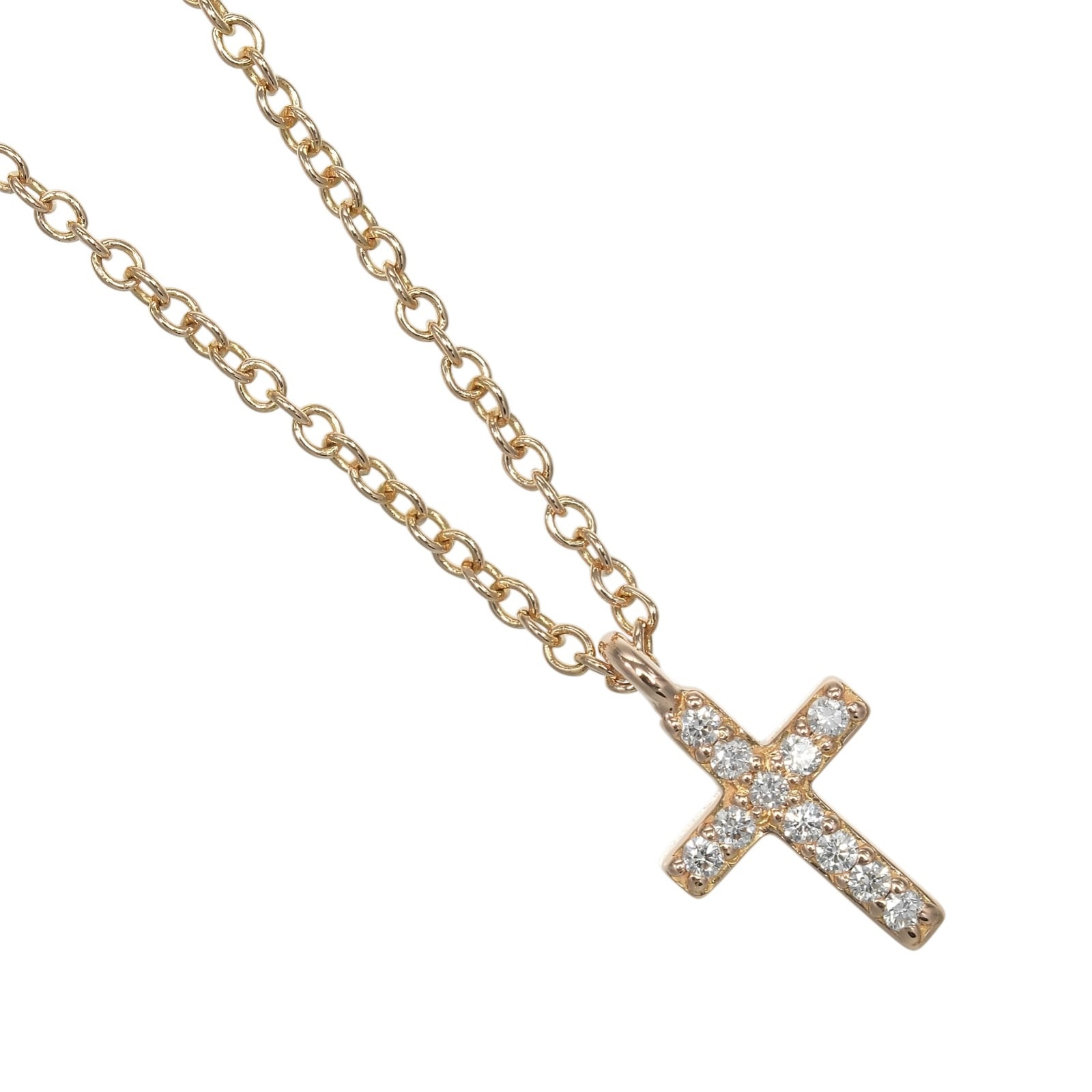 メトロクロス ミニ ネックレス K18ピンクゴールド ダイヤモンド 約1.75g レディース 中古品 Aランク