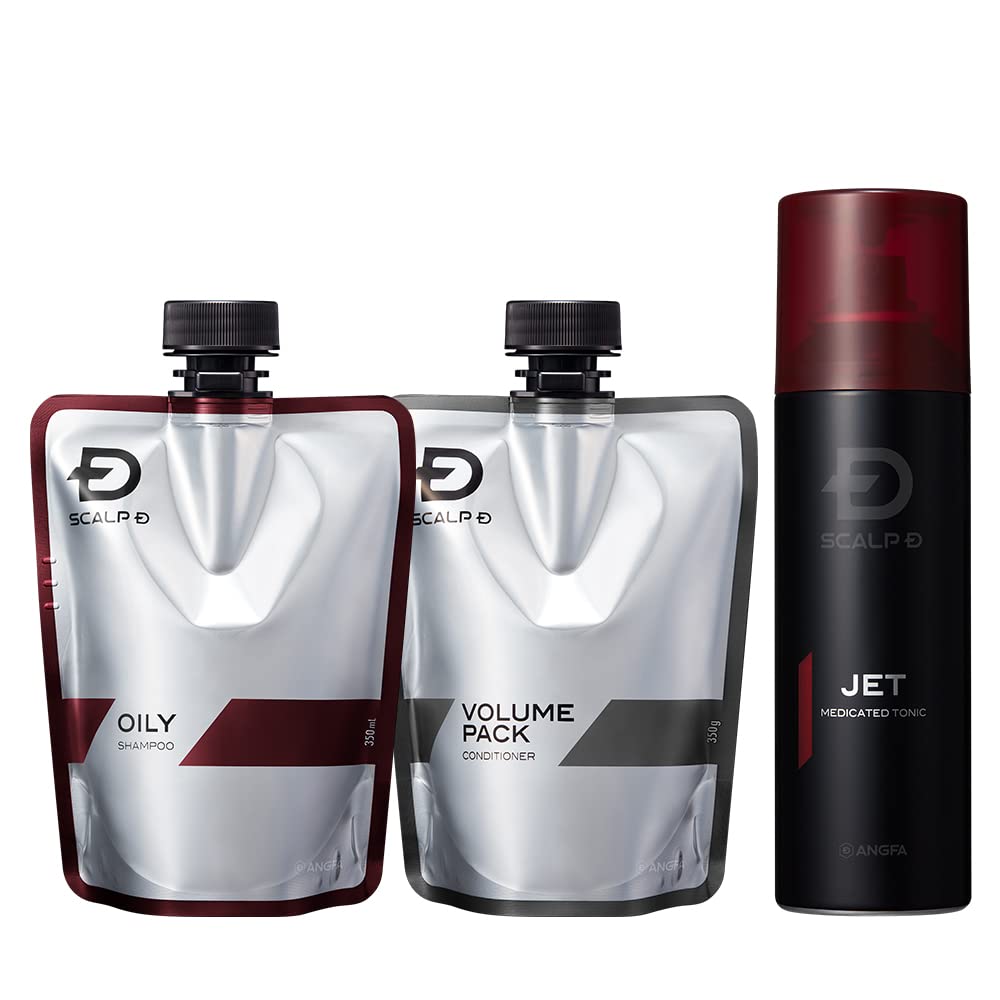 スカルプD シャンプー メンズ つけかえ用 オイリー3点セット (シャンプー ＆ コンディショナー ＆ 育毛剤) 脂性肌用 アミノ酸 日本製 医薬部外品