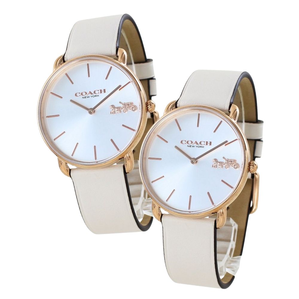 コーチ ペアウォッチ 夫婦 両親 カップル ペア 腕時計 手表 同じサイズ ペア腕時計 お揃い おしゃれ シンプル 革ベルト アイボリー 結婚祝い 誕生日 プレゼント 結婚記念日 ペアギフト おすすめ