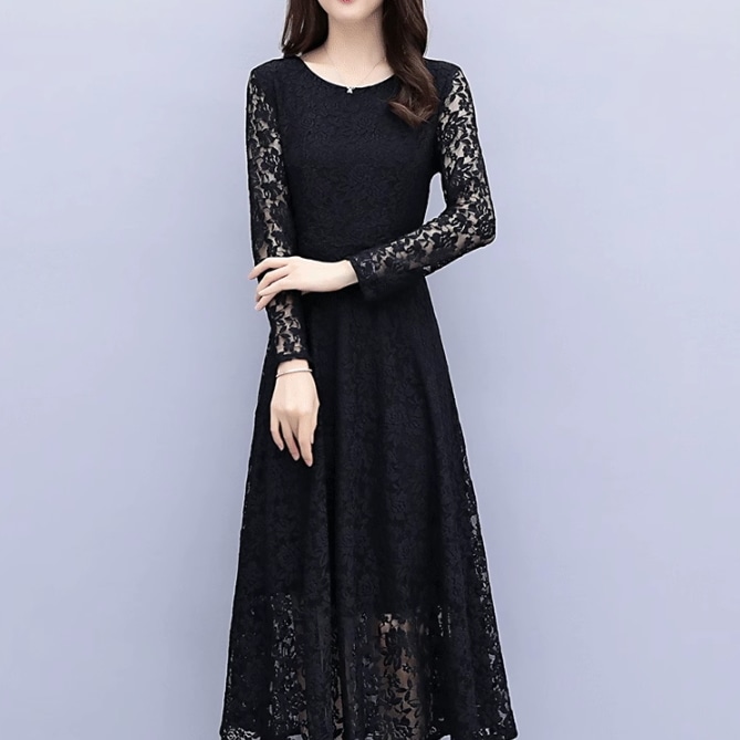 ドレス パーティードレス ステージドレス Aラインドレス イブニングドレス ロング ロング丈 袖あり 長袖 ラウンドネック 襟なし Aライン プリンセス 刺繍 ハイウエスト 透け感 かわいい