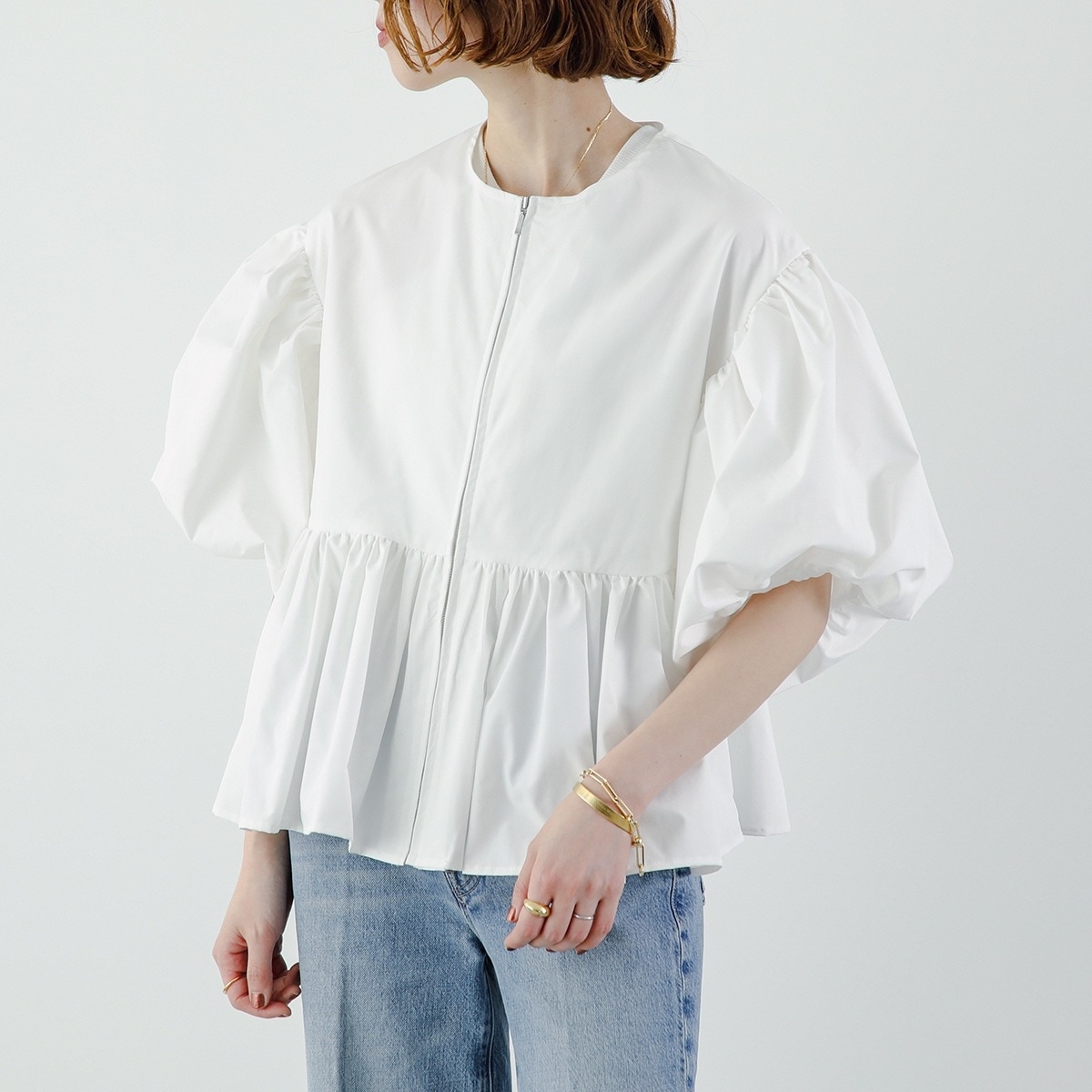 Dignite Collier ディニテコリエ ブルゾン 80254219 レディース バルーン ギャザー 七分袖 ショート丈 カラー2色 【mega】