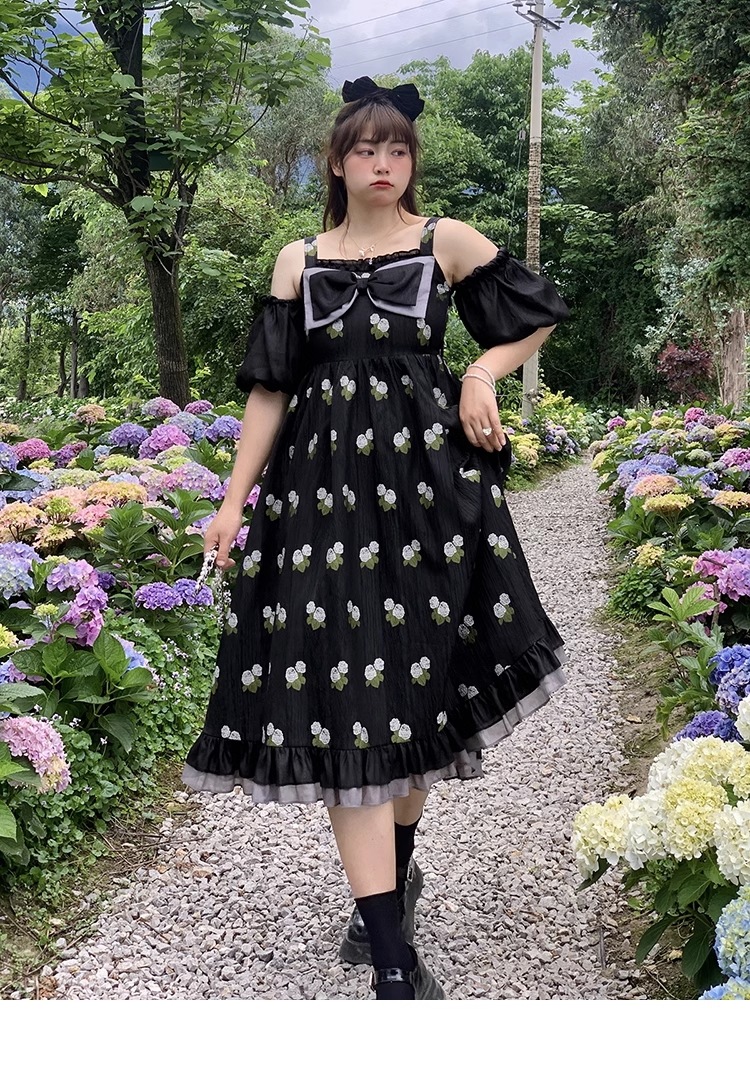 袖取り外し可能 大きいサイズ サスペンダー ワンピース ブラック ジャガード フレンチ レトロ 個性的 ワンピース 膝下 袖あり 襟なし かわいい 大人可愛い きれいめ 大人 上品 おしゃれ お洒落