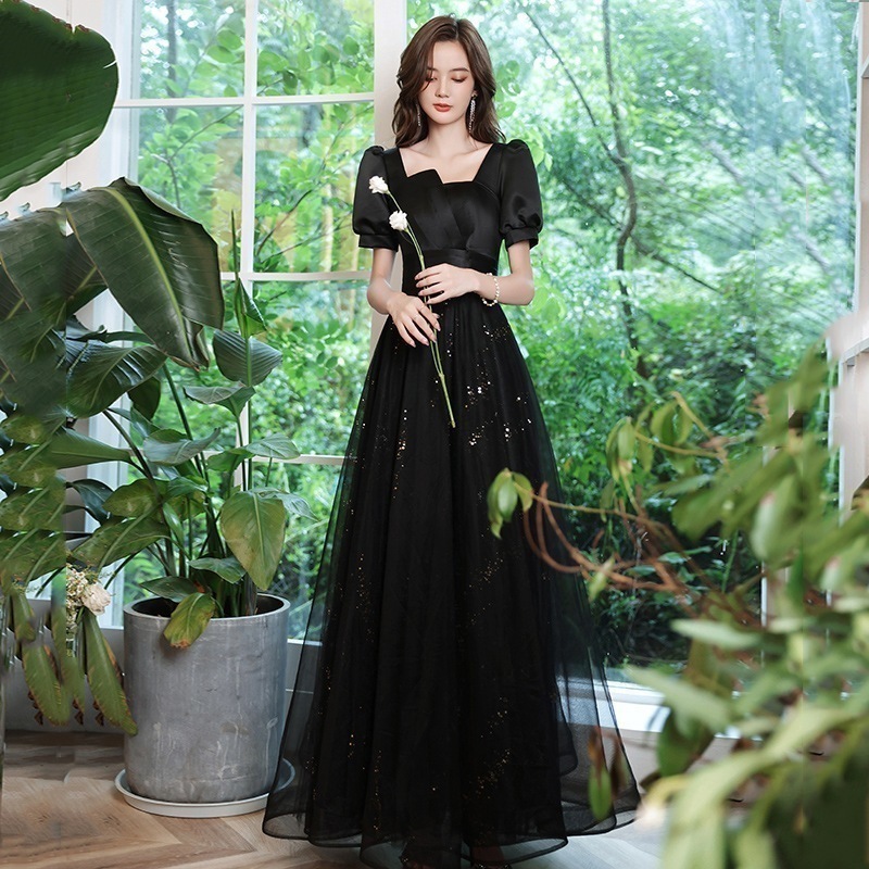 パーティードレス新商品 ウェディングドレス ブラック 気質 花嫁ロングドレス 成人式 ドレス 演奏会 卒業式 ドレス 結婚式ワンピース ロングドレス 成人式 2025福袋