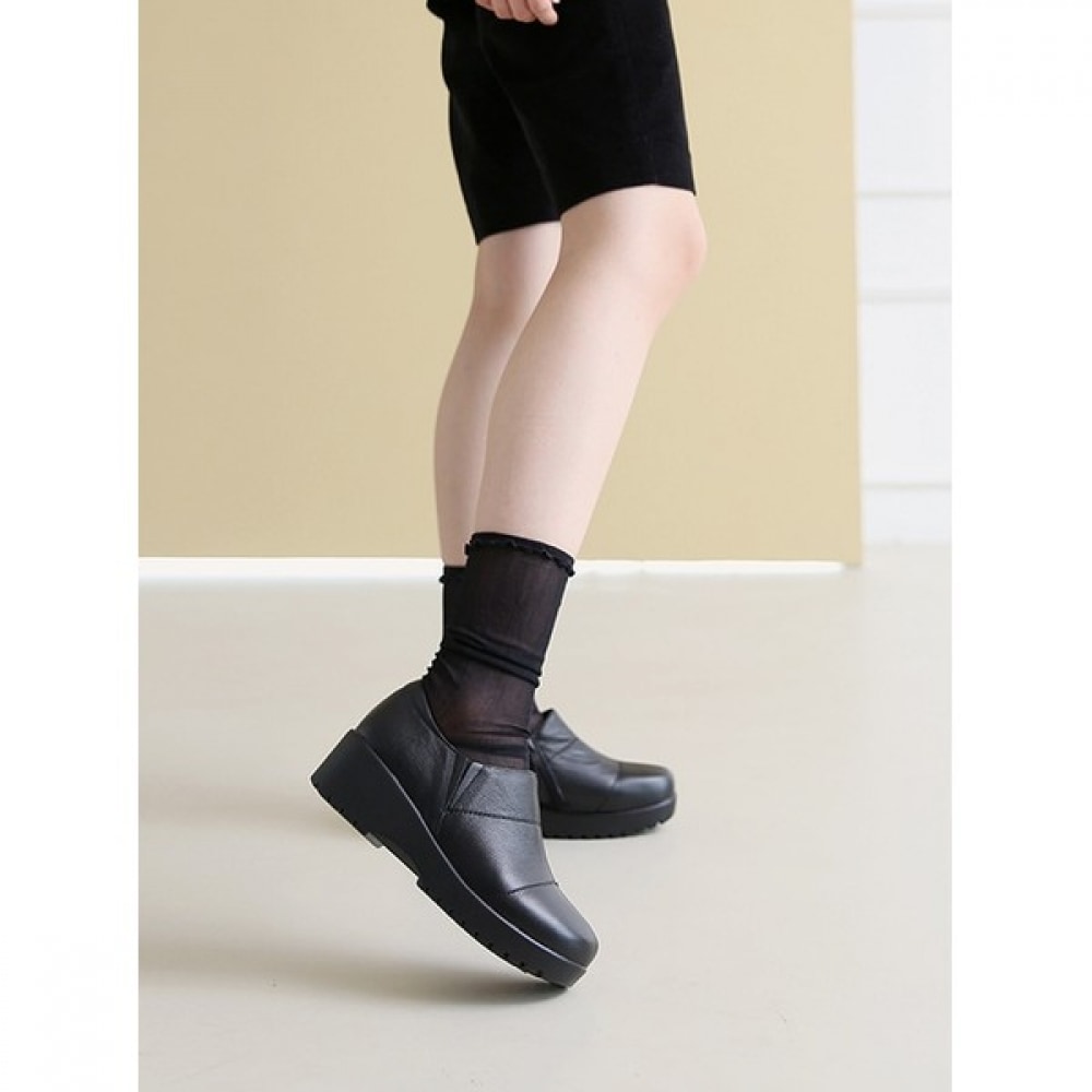 （ニナスパリ）ステッチライン 4.5cm レザーローファー（4K312）