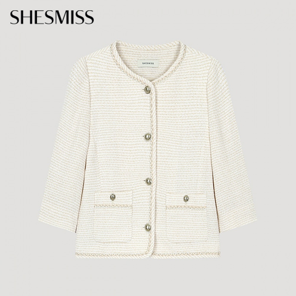 (Shes Miss) グリッターツイード編み込みジャケット_SWWJKO21050_CR