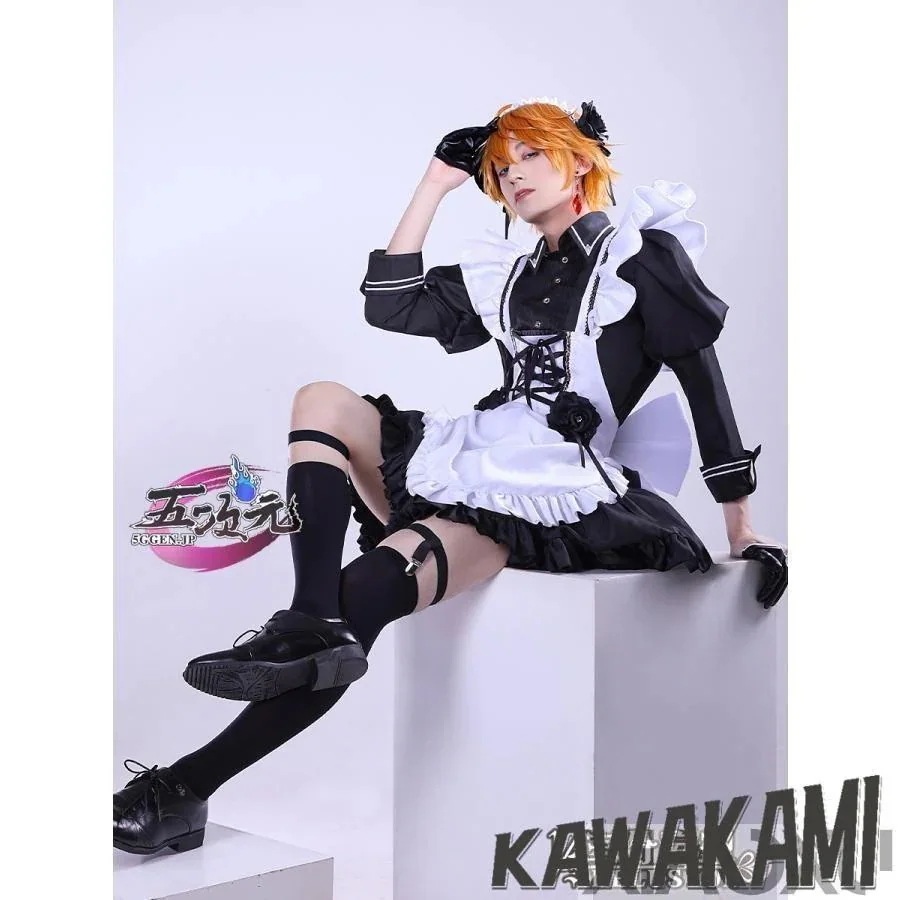 三分妄想　原神　コスプレ　タルタリヤ　メイド服　衣装　 いしょう ウィッグ　　1428