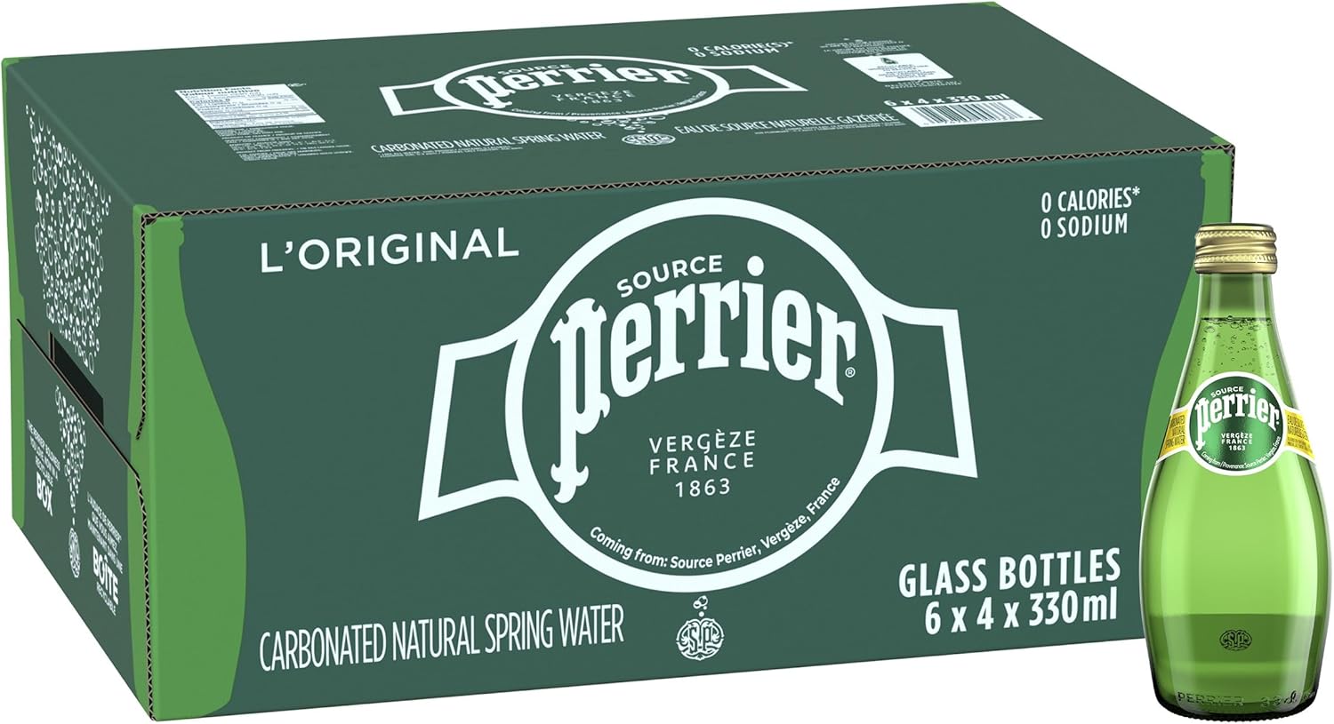 Perrier ペリエ プレーン 炭酸水 瓶 330ml 直輸入品 ×24本