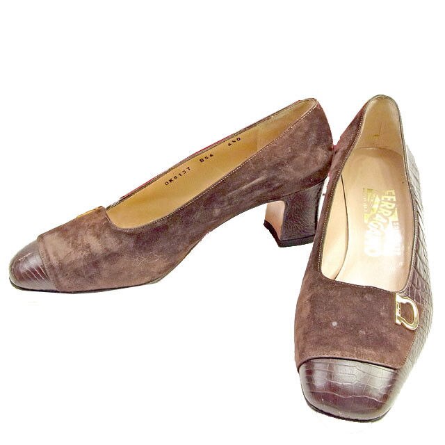パンプス # 23 1/2C クロコダイル型押し ブラウン 中古