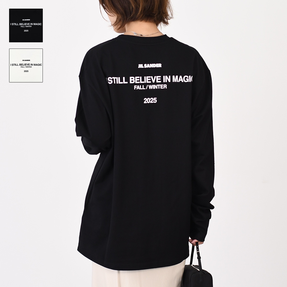 Tシャツ Jil Sanderロゴ バック プリント コットン クルーネック 長袖Tシャツ J22GC0188 J46219