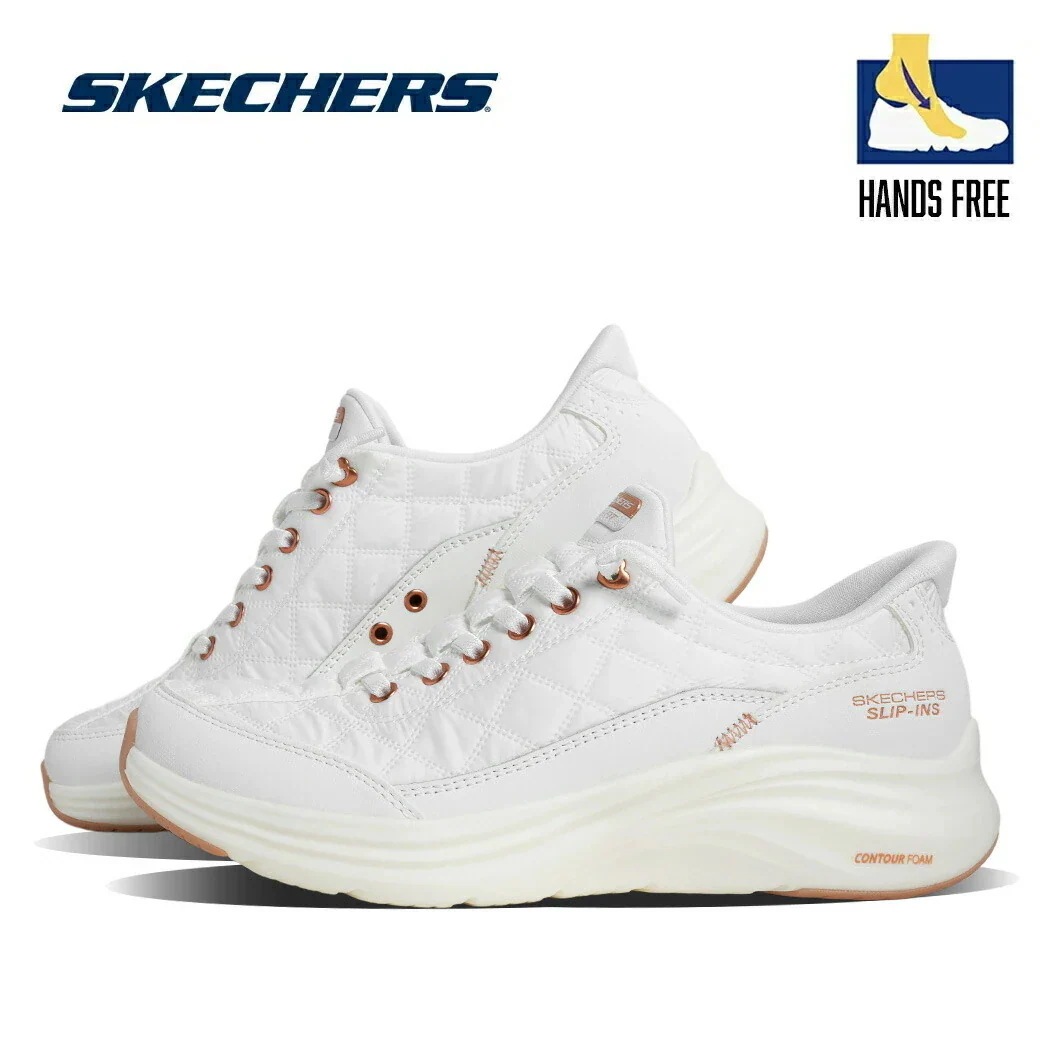 SKECHERS スケッチャーズ コンツアーフォーム スニーカー CONTOUR FOAM WHITE/ROSE GOLD ( ホワイト 白 レディース スリップインズ ハンズフリー 履きやすい 脱ぎ