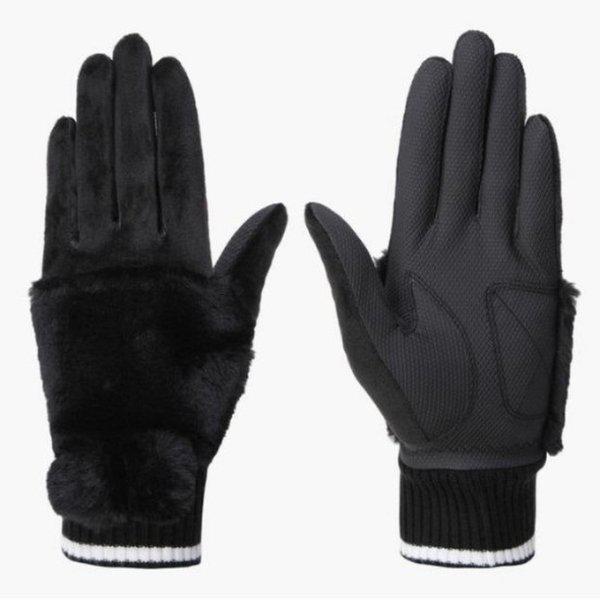 ゴルフ KQF GP422LGLO2-BLCK 女性用ポンポン防寒手袋 / BLCK