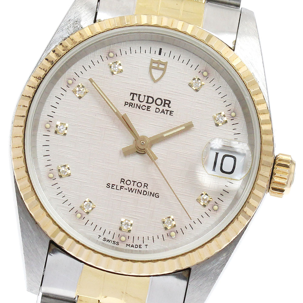 チュードル TUDOR 72033 プリンス デイト 10Pダイヤ 自動巻き ボーイズ 保証書付き_884657【中古】