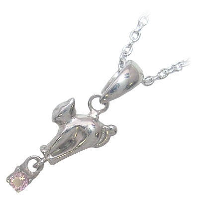 幸せを招く猫モチーフ ( 10月誕生石 ) シルバー ピンクトルマリンペンダントネックレス楽ギフ_包装