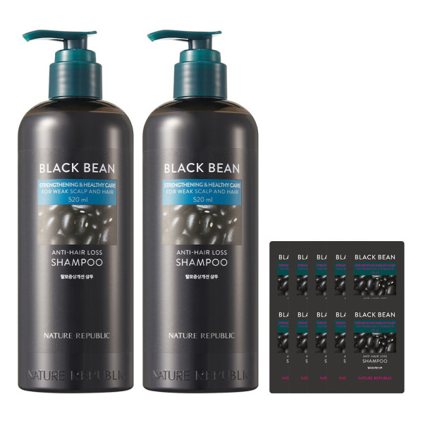 (2個/脱毛シャンプー)ブラックビーン脱毛症状改善シャンプー520ml 2個+サンプル10枚