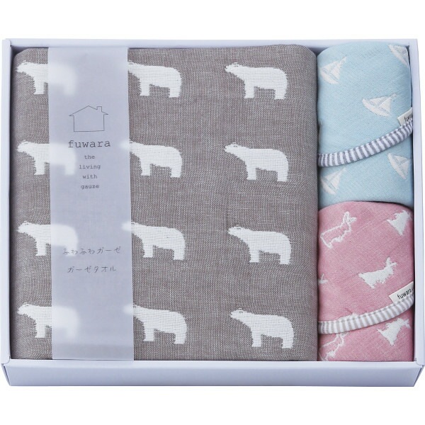 （ギフト）FUWARA ふわら 六重織バスタオル/タオルハンカチセット ブラウン