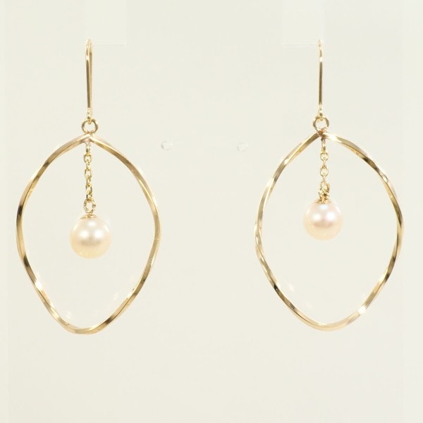 K10 10金 YG イエローゴールド ピアス パール (真珠) ジュエリー 中古