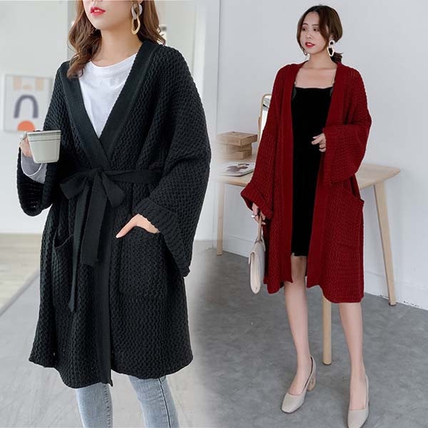 ニット カーディガン 厚手 ざっくりニット ニット ざっくり ニット レディース 長袖 ミモレ丈 ミモレ丈カーデ ミモレ丈コーディガン アウター 大きいサイズ ゆるニット 無地 ゆったり 大きめ 袖