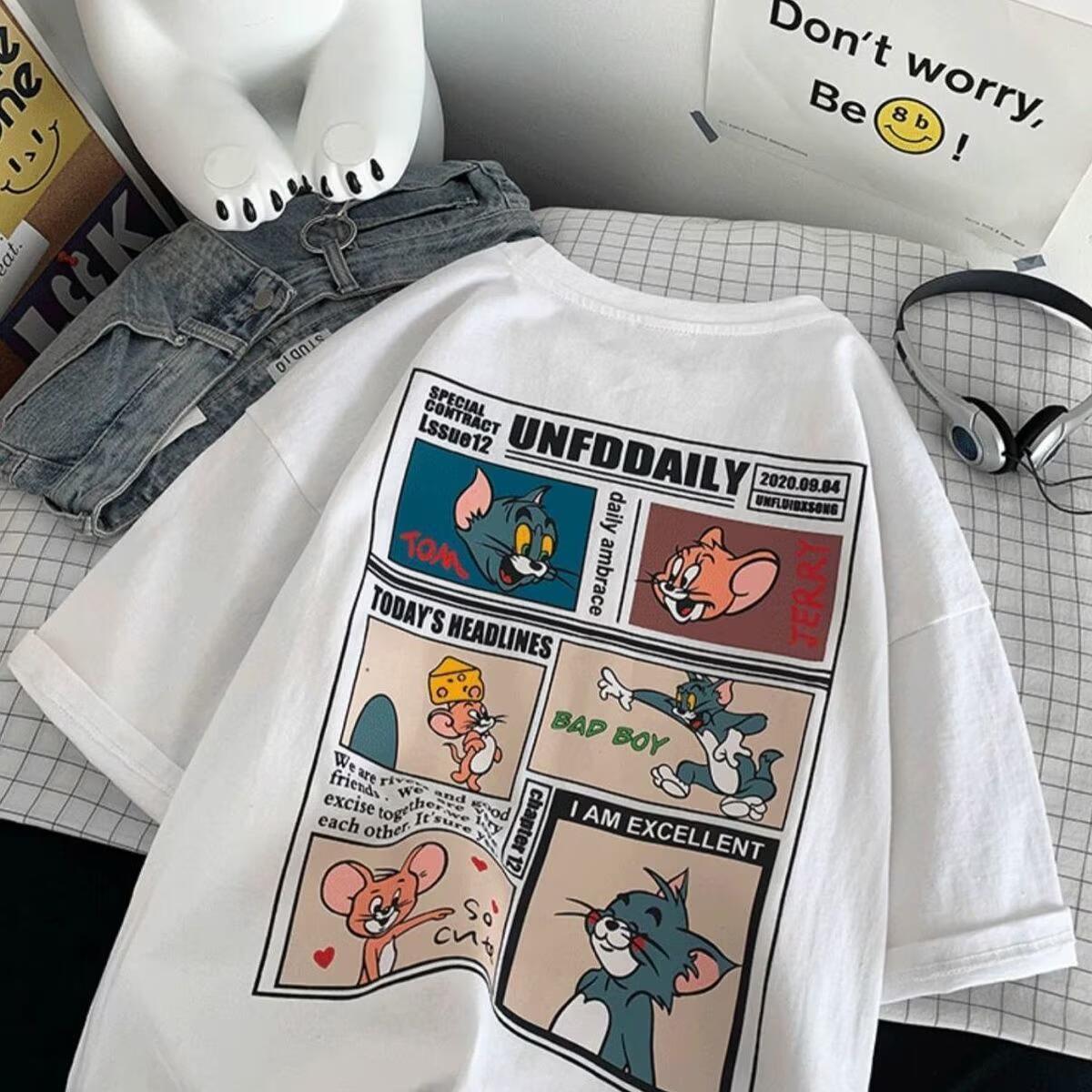 夏服トムとジェリー Tシャツ 半袖 ユニセックス バックプリント 韓国ファッション 半袖 tシャツ ゆったり トップス カジュアル プリント 韓国 ファッション 可愛い 男女兼用 8,123円