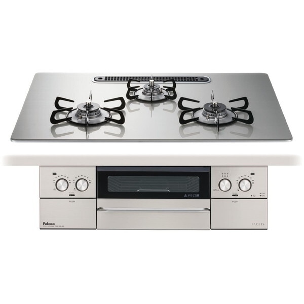 PD-893WS-U75GH-LP シャインシルバー FACEIS GRAND (フェイシス グランド) ビルトインガスコンロ (プロパンガス用3口左右強火タイプ幅75cm)