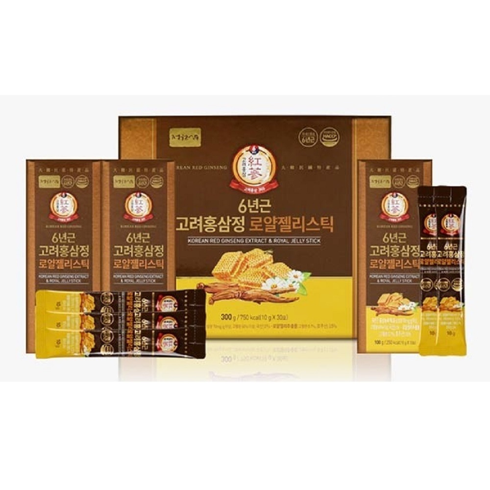 韓国健康食品-6年根 高麗紅参精 ロイヤルゼリースティック 30包+ショッピングバッグ(紅参とロイヤルゼリーの出会い)-KFOOD