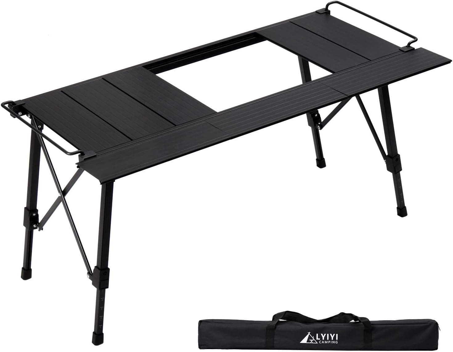 LYIYI IGTテーブル アウトドア 折りたたみ キャンプ 調節可能 高さ無段階調節 頑丈アルミ合金 8枚パネル バーベキュー 収納ケース付