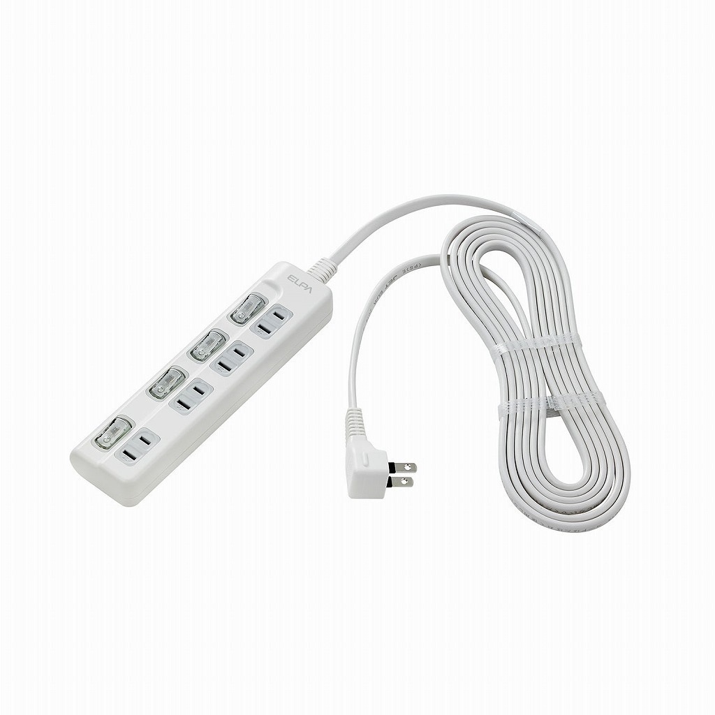 （まとめ買い）LEDランプ スイッチ付タップ4P3m上 WLS-LU43EB（W） [x3]