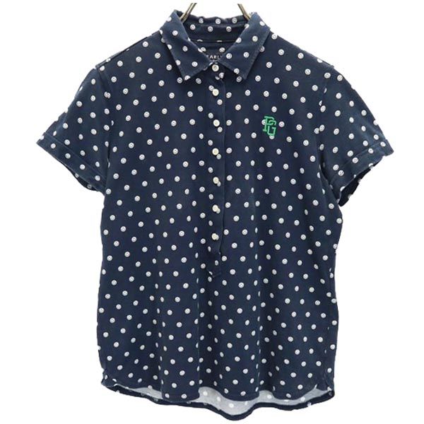 日本製 総柄 ゴルフ 半袖 ウェア 1 ネイビー レディース