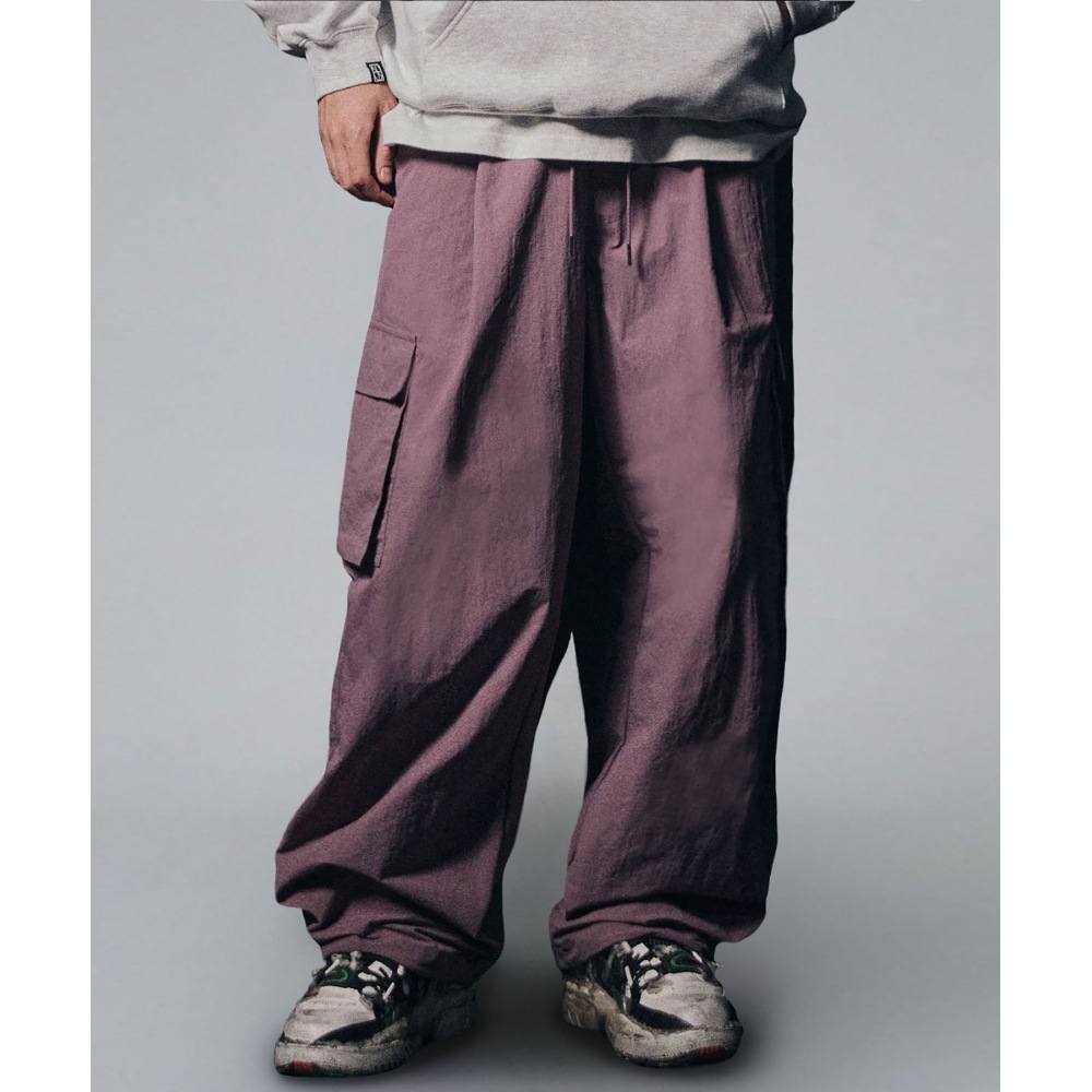 NOT4NERD ナイロンカーゴワイドパンツ-ピンク