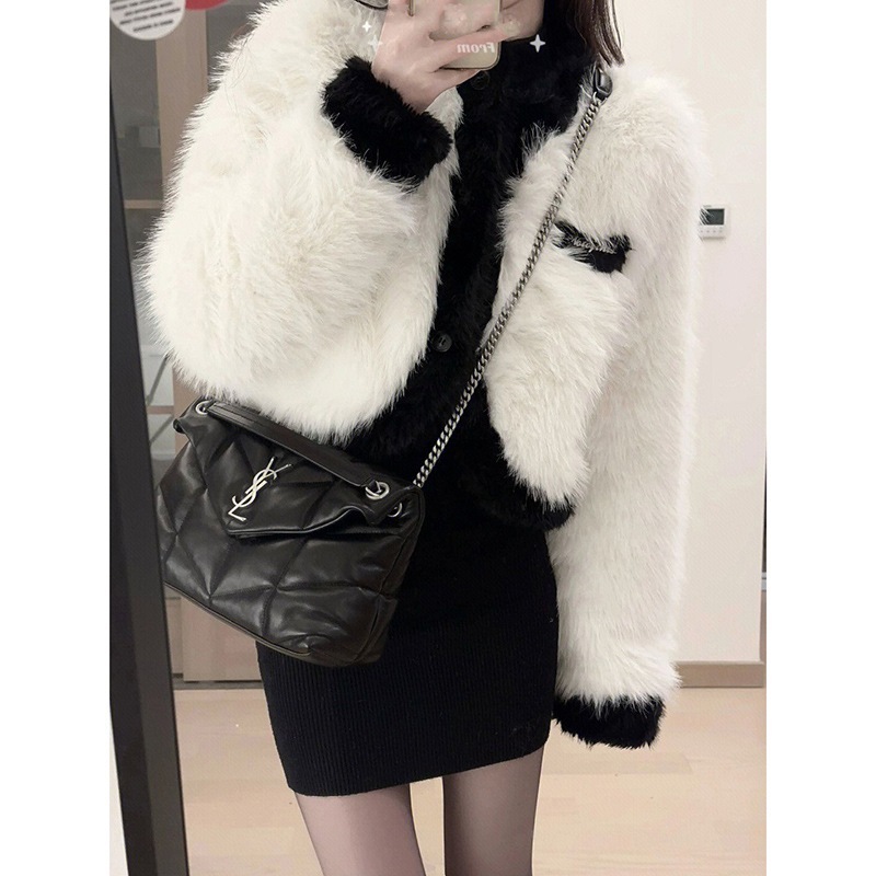 レディース秋冬ツーピースセット：ふわふわ厚手フェイクミンクセータージャケットとニットワンピース
