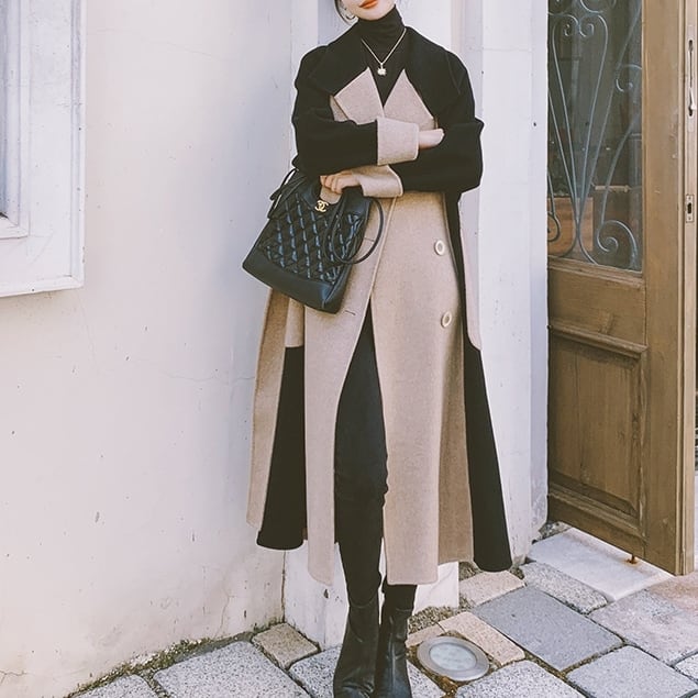 コート アウター ロング モノトーン ステンカラーコート バイカラー ロールアップ 切り替え マニッシュ ミディアム丈 袖あり 長袖 ポケット付き アウター 羽織り 大人可愛い きれいめ lout01