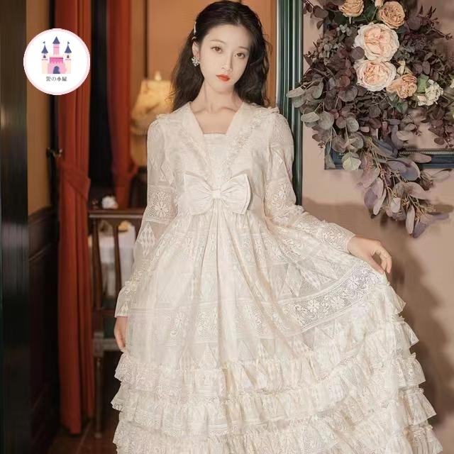 Hot!!!フレンチ桔梗レトロ秋ワンピースデザイン感宮廷風洋風ドレス気品プリンセスケーキスカート