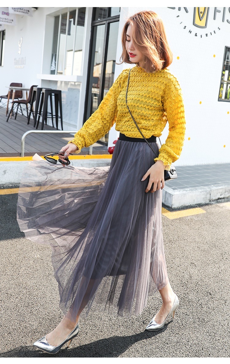 3127.ウエストゴム プリーツロングスカート（グレー） 100,000円