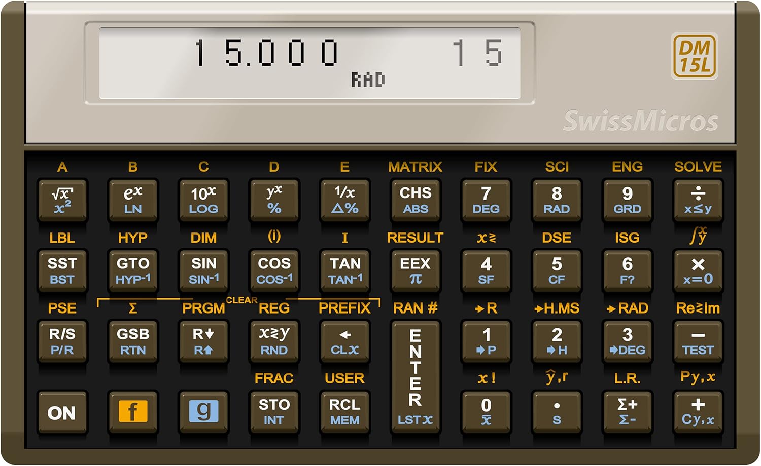SwissMicros DM15L 電卓 - 高度なRPN科学電卓プログラム可能コンパクトで耐久性がありエンジニアや科学者に最適